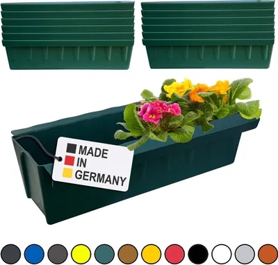 Image de Hossi's Wholesale 12 inserts de jardinières pour palettes Euro | avec système de suspension à accrocher | 37,3cm vert foncé | jardinière pour palette Euro | jardinière de balcon | pot de fleurs | extrêmement stable