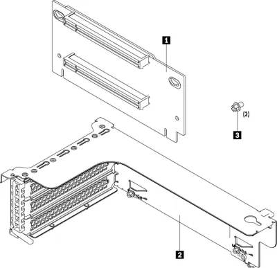 Zdjęcie produktu dla Lenovo ThinkSystem SR550/SR590/SR650 x16/x8 PCIe FH Riser 1 Kit, Zestaw do montażu