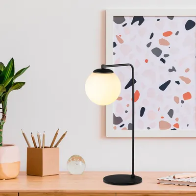 Immagine prodotto di Opviq, lampada da tavolo moderna, colore nero, corpo in metallo, attacco E27, altezza 55 cm
