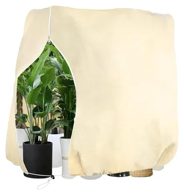 Image de Housse d'hiver pour plantes, 200 x 240 cm, respirante, 80 g/m², housse d'hiver pour plantes en pot avec fermeture éclair et cordon de serrage, housse d'hiver pour arbres et palmiers, hivernage