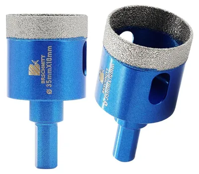 Produktbild von Diamant Glasbohrer Fliesenbohrer Trockenbohrer 35mm 2 Stück Dreiecksschaft