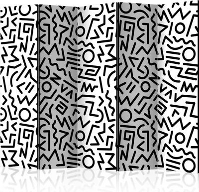 Produktbild von 5-teiliger Einseitiger Vlies Paravent - Black and White Maze II 225x172 cm Muster f-B-0186-z-c