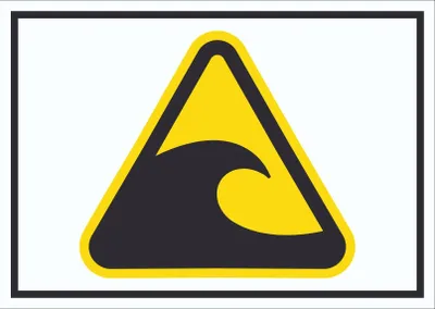 Produktbild von Schild Warnung Tsunami-gefährdeter Bereich Symbol A2 Rückseite selbstklebend