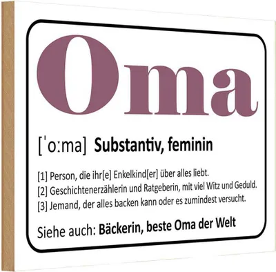 Produktbild von vianmo Holzschild 20x30 cm Oma Bäckerin beste Welt Opa