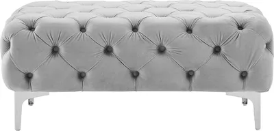Produktbild von Chesterfield-Hocker - Samt - Hellgrau - EDWINA