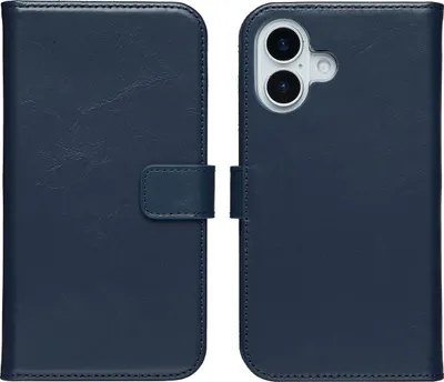 Zdjęcie produktu dla Selencia Genuine Leather Bookcase dla Apple iPhone 17 - niebieski