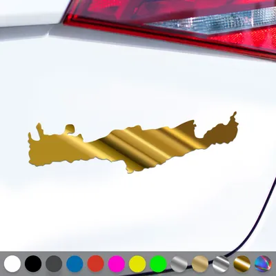 Produktbild von PantherPixel Insel Kreta Aufkleber Umriss Karte Griechenland Sticker Auto Geschenkidee Farbe Chrom-Gold