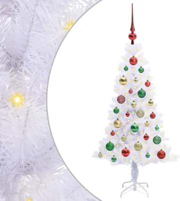Image de vidaXL Sapin de Noël artificiel blanc 120 cm PVC et acier