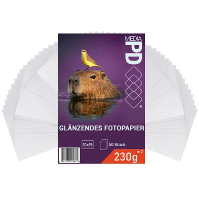 Produktbild von Fotopapier 10x15 cm (4R) Glänzend 230g/m² – 50 Blatt Inkjet  – Für Fotos & Bilderrahmen