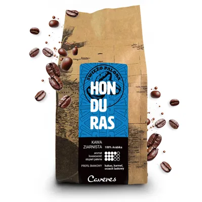 Zdjęcie produktu dla Kawa ziarnista Caveres HONDURAS 100% Arabica 250 g ŚWIEŻO PALONA rzemieślnicza palarnia kawy premium