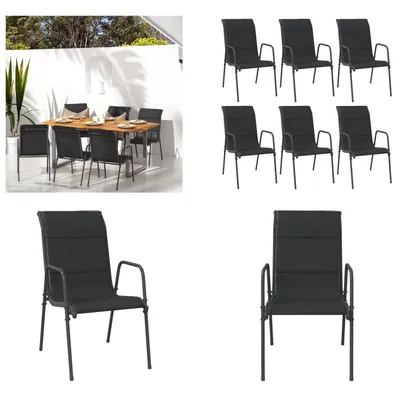 Image de vidaXL Chaises de jardin 6 pcs acier et textilene noir - Chaise de jardin - Chaise d'extérieur - Chaise de terrasse