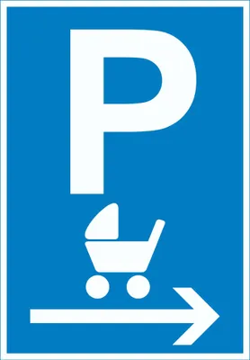Produktbild von Kinderwagen Parkplatz rechts Schild A1 (594x841mm)