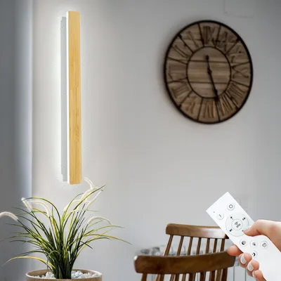 LED-Wandlampe Bambus, dimmbar, 29 W, 80 cm, Fernbedienung
