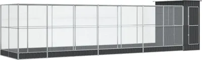 Obrázok produktu pre vidaXL Voliéra s nadstavcom strieborná 830x203x216 cm oceľ