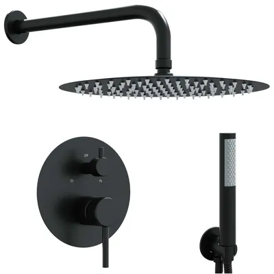 Produktbild von vidaXL Verdecktes Duschsystem (Rund) Schwarz Edelstahl 201