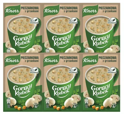 Produktbild von Knorr Champignon Cremesuppe Instant 6x 15g - Tassensuppe mit Croutons