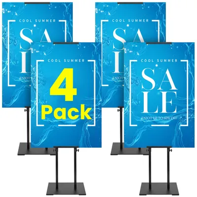 4er-Set doppelseitige Posterständer, höhenverstellbar, bis 203 cm