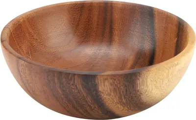 Zdjęcie produktu dla Drewniana miska z litego drewna akacjowego na sałatkę, zupę, ryż, ręcznie robione drewniane naczynia kuchenne (20 * 7 cm)