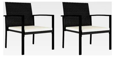 Produktbild von Esszimmerstühle 2er Set Poly Rattan Schwarz