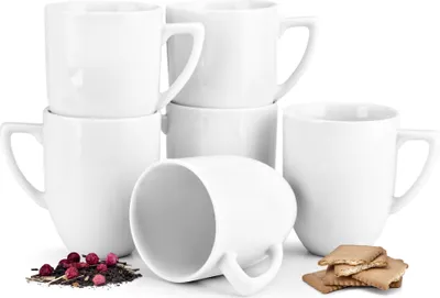 Obrázek produktu pro Konsimo šálky na kávu, hrnek 6 ks "CARLINA", bílý, italský porcelán, vhodný do myčky a mikrovlnné trouby, 8cm/300ml