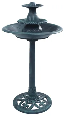 Produktbild von vidaXL Vogelbad mit Springbrunnen Grün 50×91 cm Kunststoff