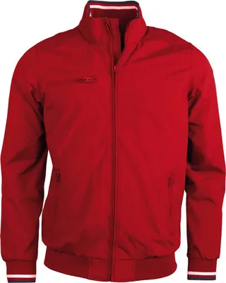 Produktbild von Kariban Herren Blouson Jacke Sweat Hooded Bomberjacke Kapuze, Größe:XL, Farbe:Red/White/Navy