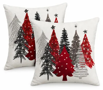 Kissenbezüge 2er-Set 50x50 cm Leinen Weihnachtsdeko