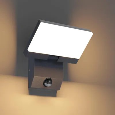 LED-Wandleuchte 24 W mit Sensor, 3000 K, IP65, anthrazit