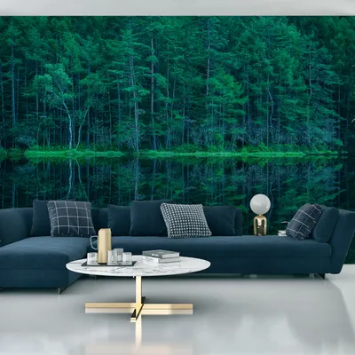 Produktbild von Muralo XXL Selbstklebende FOTOTAPETE See im WALD Baum 3D Effekt Reflexion (B) 520 cm x (H) 318 cm Tapete Wandtapete WOHNZIMMER SCHLAFZIMMER 5130