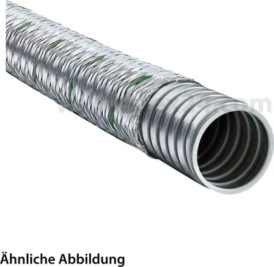 Produktbild von FLEXA SPR-EDU-AS Metallschutzschlauch mit Stahldrahtgeflecht AD 10,0mm, ID 7,0mm eingehaktes Profil, Mindestbiegeradius