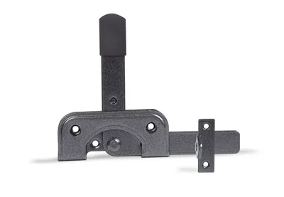 Obrázek produktu pro Alberts 301385 DURAVIS® Gartentorfalle, speziell für schmale Rahmenhölzer, schwarzdiamant duplexbeschichtet, Platte 120 x 50 mm