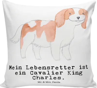 Produktbild von Mr. & Mrs. Panda kissen bedruckt Cavalier King Charles Spaniel Lebensretter - Weiß - Geschenk, 40x40, Sofakissen, Deko, Zierkissen, Polster, Dekokissen