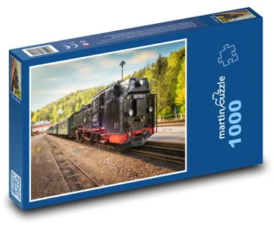 Produktbild von Puzzle 1000 Dampflokomotive auf der Eisenbahn - martinpuzzle