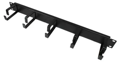 Produktbild von 19" Kabelführungspanel mit 5 Metallbügeln, 1HE, tiefschwarz