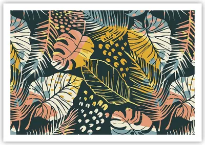 Produktbild von Poster - Poster ohne Rahmen - Blätter modern bunt - 100x70 cm - Wand Bild - Wanddeko - Wandbilder - Kunstposter - Wandposter - Bilder - Kunstdruck - Wanddekoration - Wandbild - P2XAA100x70-4630