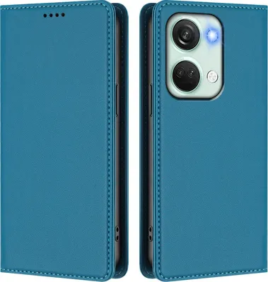 Obrázek produktu pro Kožené pouzdro pro OnePlus Nord 3, magnetické flipové pouzdro zPolyuretankůže se stojánkem Jezerní modrá