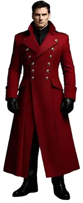 Produktbild von Roter Kunstleder-Trenchmantel für Herren, Cosplay-Kostüm