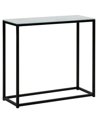 Produktbild von BELIANI Konsolentisch Weiß mit Schwarz MDF Tischplatte Metalgestell Marmor Optik Rechteckig Modern