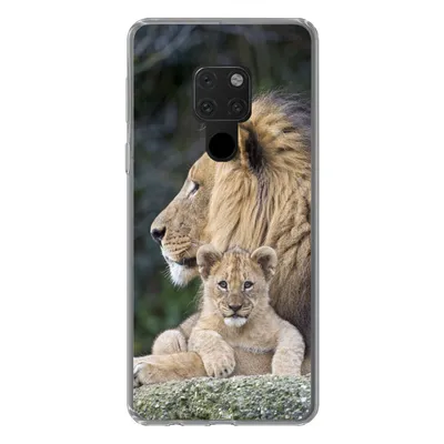 Produktbild von MuchoWow® Handyhülle Schutzhülle Hülle für Huawei P40 Lite Erwachsener Löwe mit Jungtier Silikon Softcase Handy Hülle - Handy