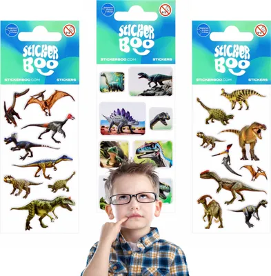 Zdjęcie produktu dla Zestaw kolorowych naklejek dinozaury, naklejki dla dzieci