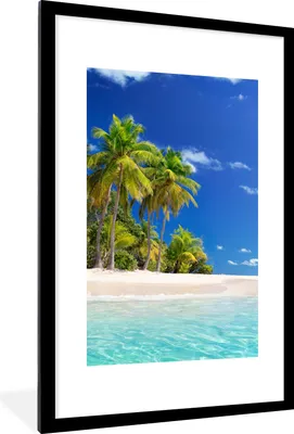 Produktbild von MuchoWow® Gerahmtes Poster Strand - Meer - Palme - Sonne - Sommer 60x90 cm - Poster mit Schwarzem Bilderrahmen Wandposter Rahmen Foto Bilder - Dekoration - Wandposter Wohnzimmer - Hochwertig