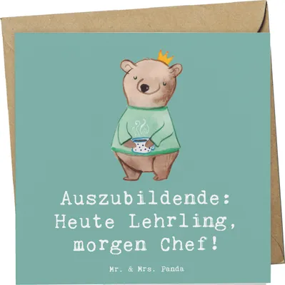 Produktbild von Mr. & Mrs. Panda Glückwunschkarte Auszubildende Chef - Meeresbrise - Geschenk, faltkarte, Ausbildung, Berufskarriere, Berufe, Geschenke mit Herz, Azubi, Grußkarte, Beruf