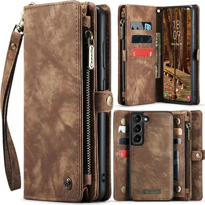 Obrázek produktu pro Pro Samsung Galaxy S23 Plus Multifunction Divisible Mobile Phone Case Wallet Cover Cases Brown