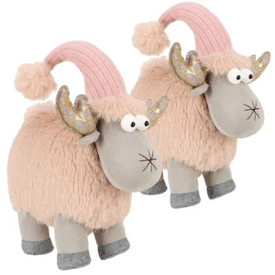 Produktbild von com-four® 2x Rentierfigur für die Weihnachtsdeko, winterliche Elch-Figur