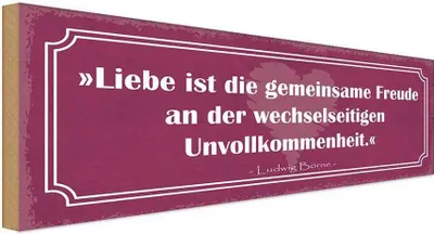 Produktbild von vianmo Holzschild 10x27 cm Liebe ist die gemeinsame Freude Spruch Zitat