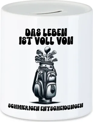 Produktbild von Das Leben ist voll mit schwierigen Entscheidungen Golfbag Spardose - Lustige Golf Geschenkidee