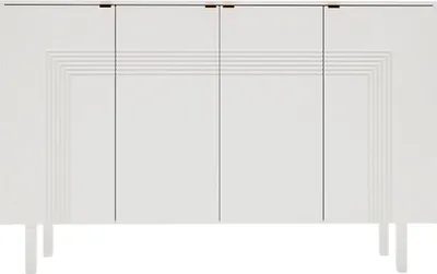 Produktbild von Yoko Kommode Mit Dekorativen Fronten Und Goldgriffen / Sideboard / 4 Türen / 156 Cm / Weiß