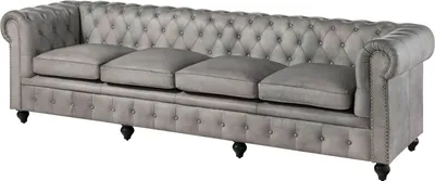 Produktbild von MASSIVMOEBEL24.DE Sofa 4-Sitzer Echtleder 274x82x75 grau CHESTERFIELD #204