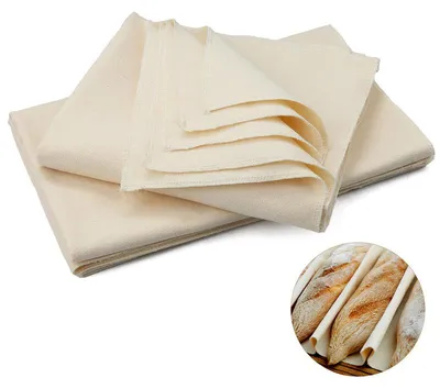 Produktbild von Backtuch Set 2 Stück 150x60cm Gärleinen Leinentuch Brotbacken Baguette Teig Gärhilfe Baumwolle Backzubehör Küche Hobbybäcker