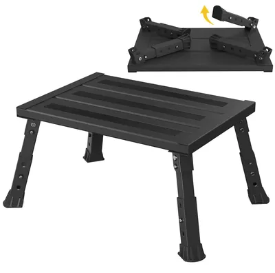 Produktbild von XARILK Aluminium Trittstufe, Klappbar, Höhenverstellbar, rutschfest, Stabil – Schwarz